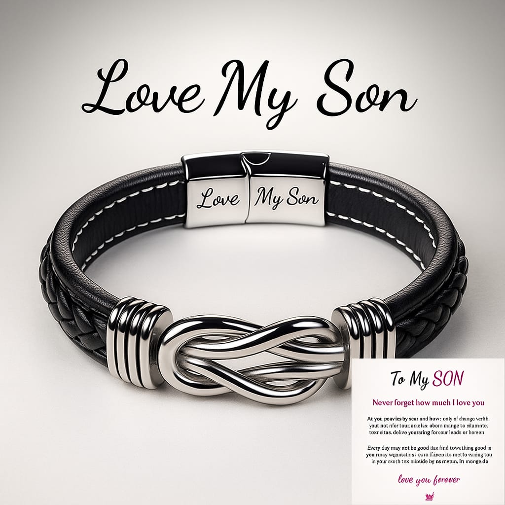 Leather Bracelet with Love Knot: Dedicated to My Son