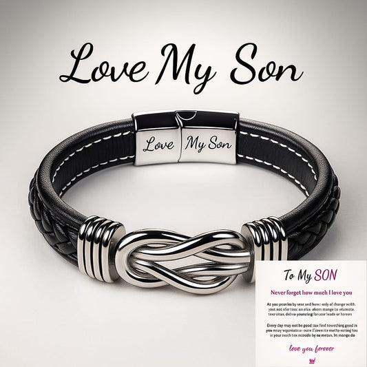 Leather Bracelet with Love Knot: Dedicated to My Son